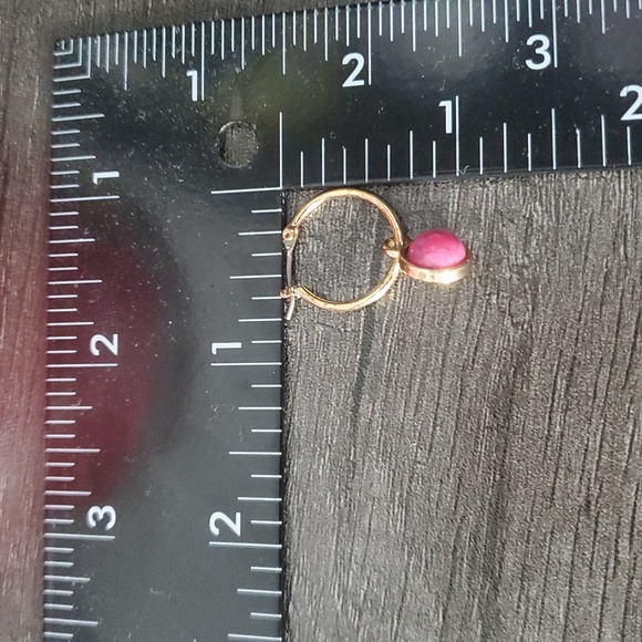 Cracked Pink Turquoise Hoop Earrings Flirty E1018 - Picture 2 of 2